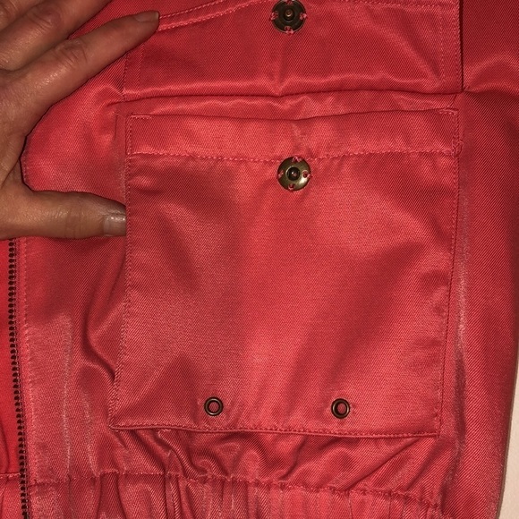 Simply Vera Vera Wang size  large coral zip front removable hooded bomber jacket - Picture 8 of 12